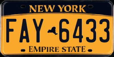 NY license plate FAY6433