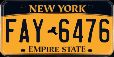 NY license plate FAY6476