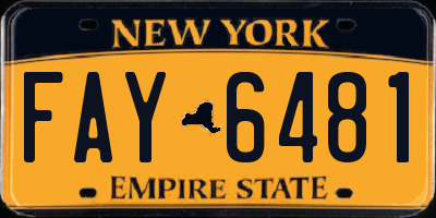 NY license plate FAY6481