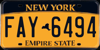 NY license plate FAY6494