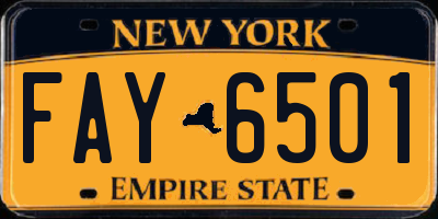 NY license plate FAY6501