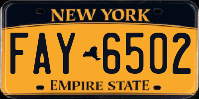NY license plate FAY6502