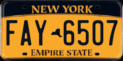 NY license plate FAY6507