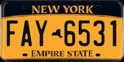 NY license plate FAY6531