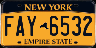 NY license plate FAY6532