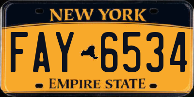 NY license plate FAY6534