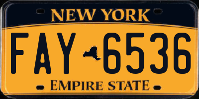 NY license plate FAY6536