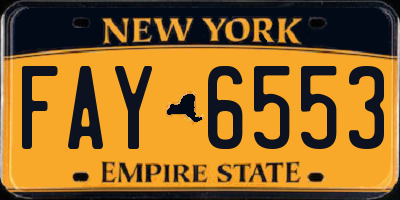 NY license plate FAY6553