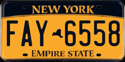 NY license plate FAY6558