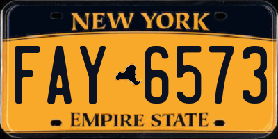 NY license plate FAY6573