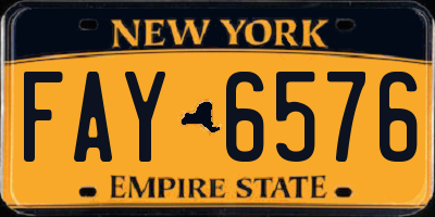 NY license plate FAY6576