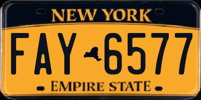 NY license plate FAY6577