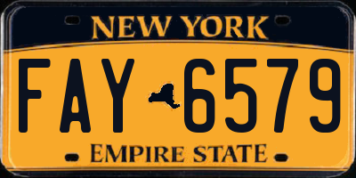 NY license plate FAY6579