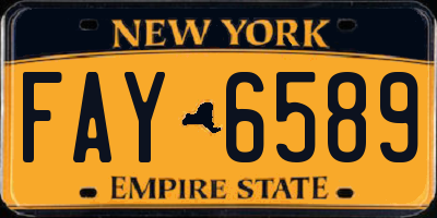 NY license plate FAY6589