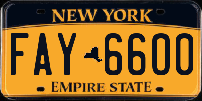 NY license plate FAY6600