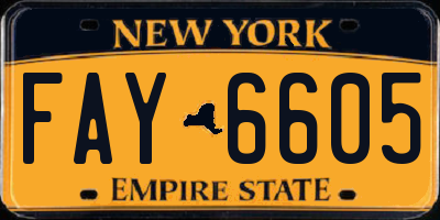 NY license plate FAY6605