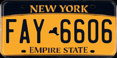 NY license plate FAY6606