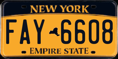 NY license plate FAY6608