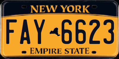 NY license plate FAY6623