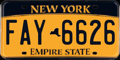 NY license plate FAY6626