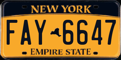 NY license plate FAY6647