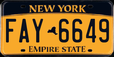 NY license plate FAY6649