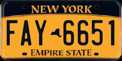 NY license plate FAY6651
