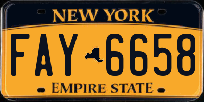 NY license plate FAY6658