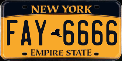 NY license plate FAY6666