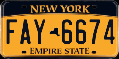 NY license plate FAY6674