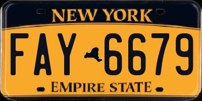 NY license plate FAY6679