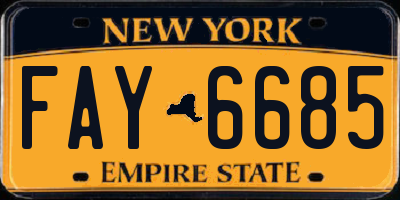 NY license plate FAY6685