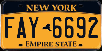 NY license plate FAY6692