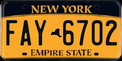 NY license plate FAY6702