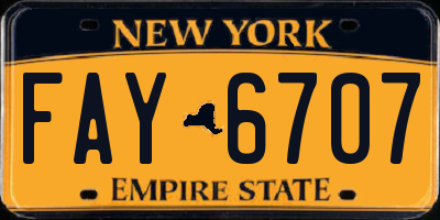 NY license plate FAY6707