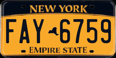 NY license plate FAY6759