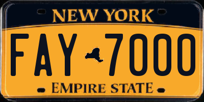 NY license plate FAY7000