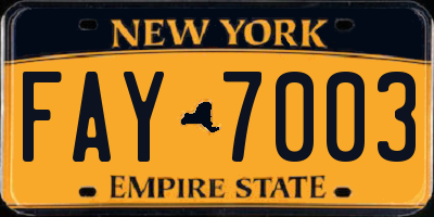 NY license plate FAY7003