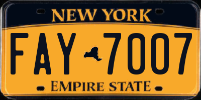 NY license plate FAY7007