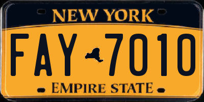 NY license plate FAY7010