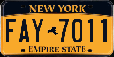 NY license plate FAY7011