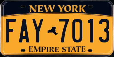 NY license plate FAY7013