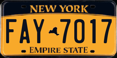 NY license plate FAY7017