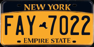 NY license plate FAY7022