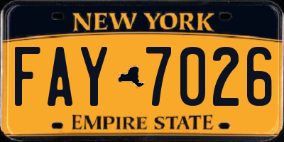 NY license plate FAY7026