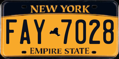 NY license plate FAY7028