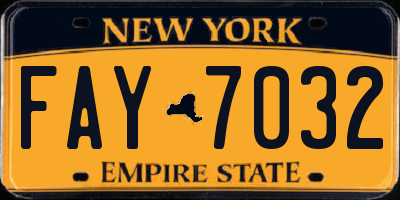 NY license plate FAY7032