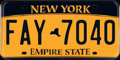 NY license plate FAY7040