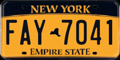 NY license plate FAY7041