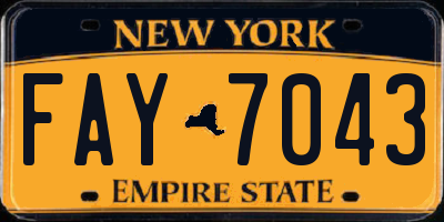 NY license plate FAY7043